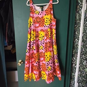 Nooworks Bold Pink and Yellow Midi Dress
